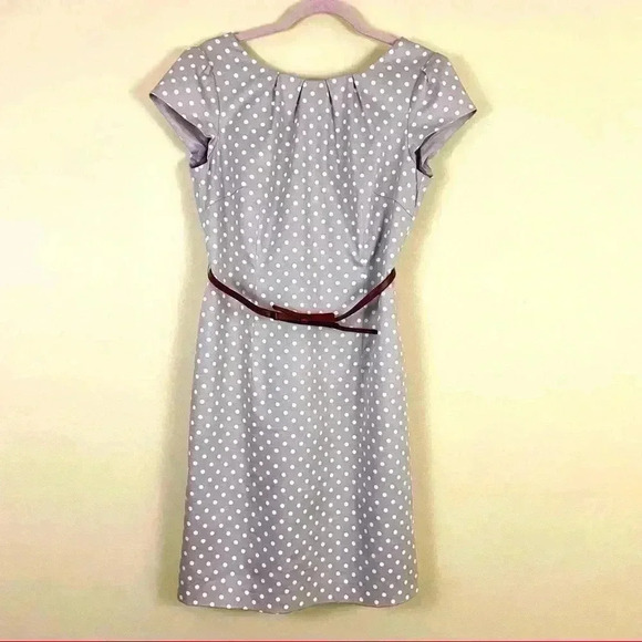 Comma, Tan Polka Dot “50’s” Scoop Neck Belted Sheath Mini Lined Dress (EU38/US8) - Picture 2 of 11